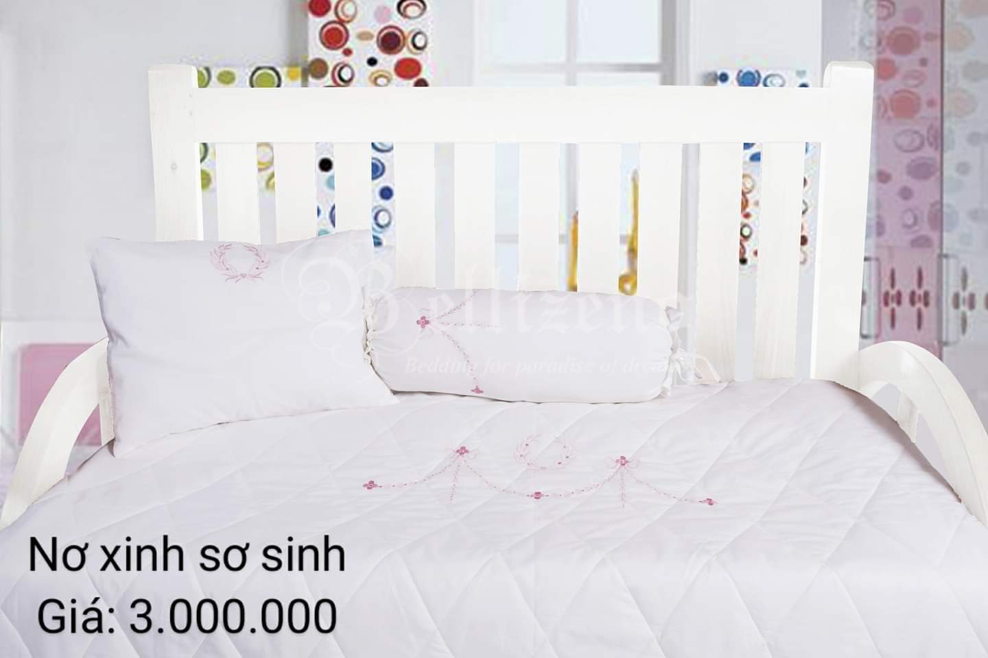 BABY LEAF chăn chần gối - trắng